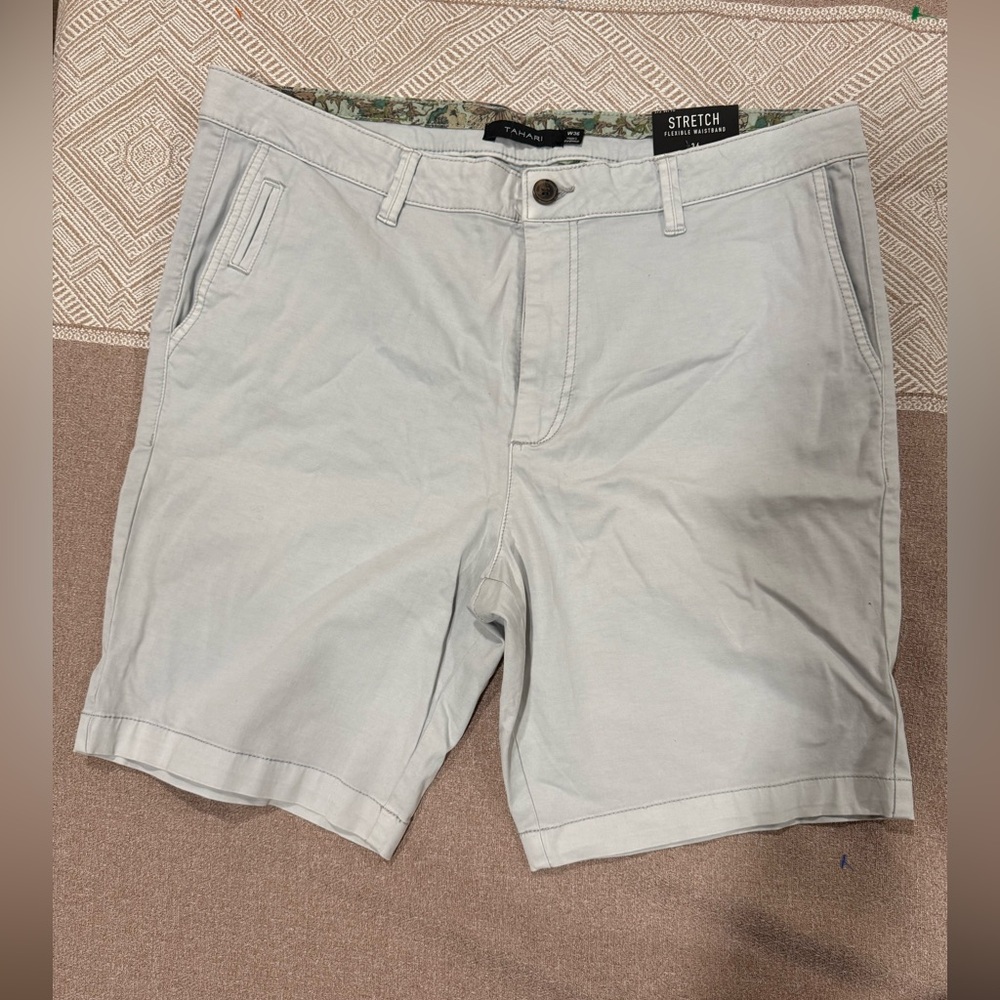 Tahari Light Blue Men's Flat Front Shorts-#1213